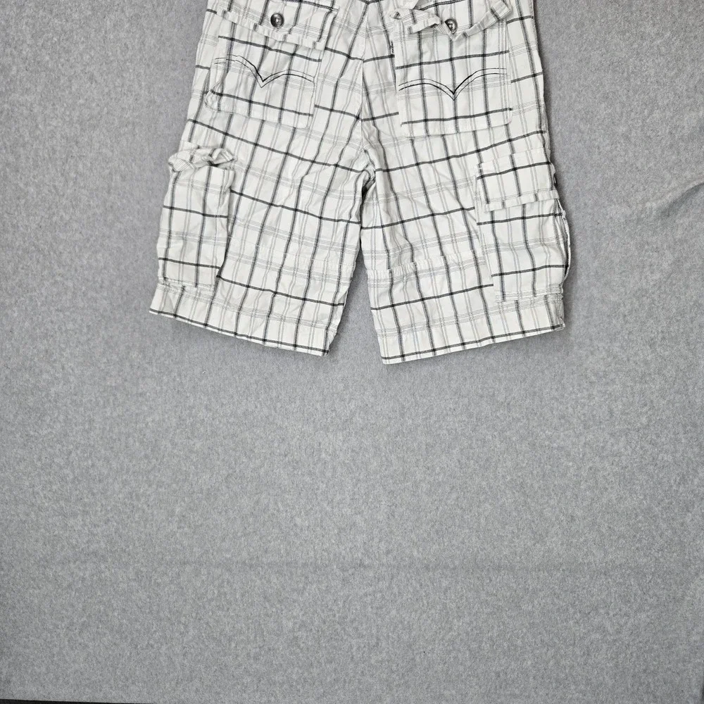 Levi's Men Shorts 30 White Squad Cargo Plaid Grunge Skater Baggy Y2K